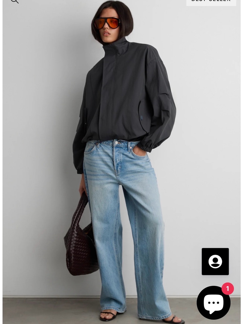 Oak + Fort High Funnel Neck drawstring bomber